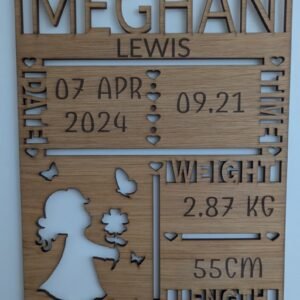 Personalised Birth Stat Plaque