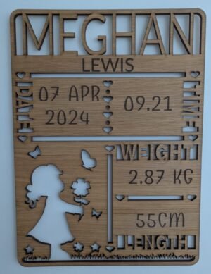 Personalised Birth Stat Plaque