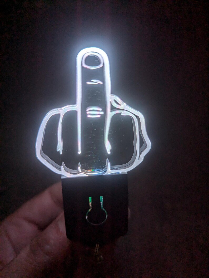Middle Finger LED Keyring